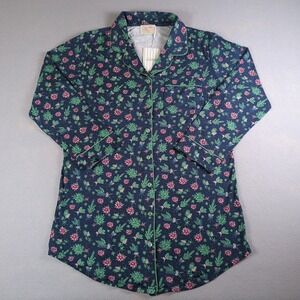 In My Sundays Sleep Dress Womens Medium Green Frosted Forest Button Up Relax NWT